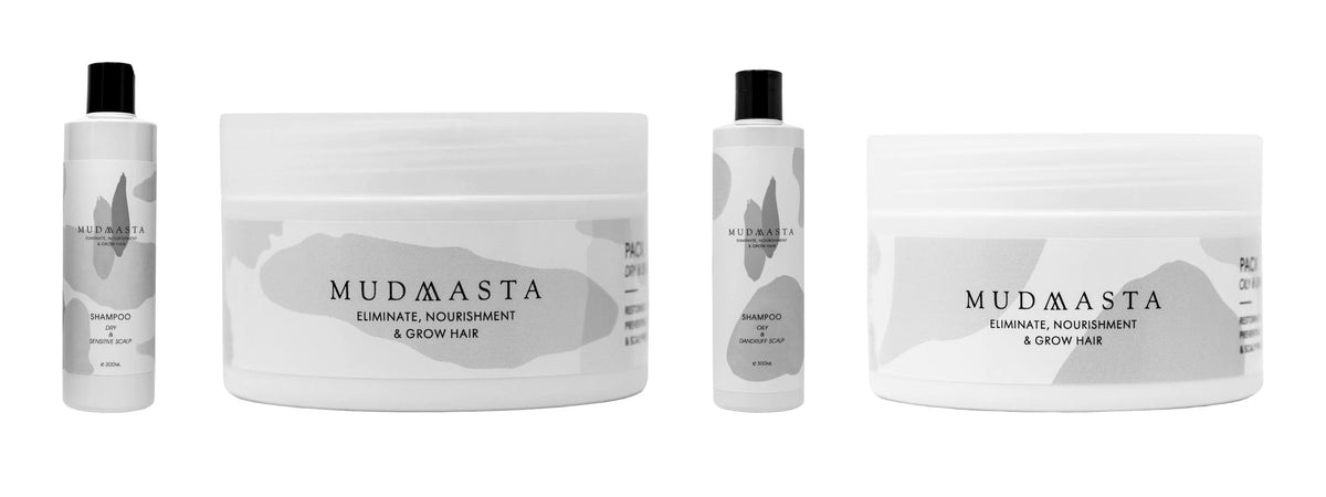 Mudmasta scalp care shampoos and packs for dry, sensitive, oily and dandruff-prone scalps