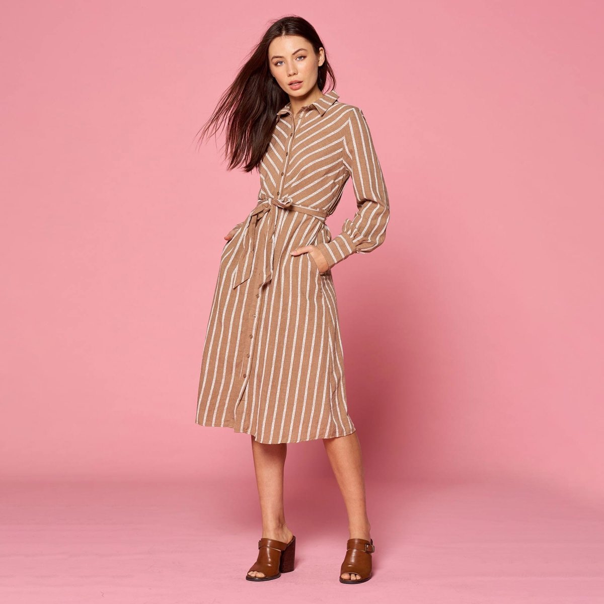 Orange Creek Striped Collared Dress - Kija Hair Salon