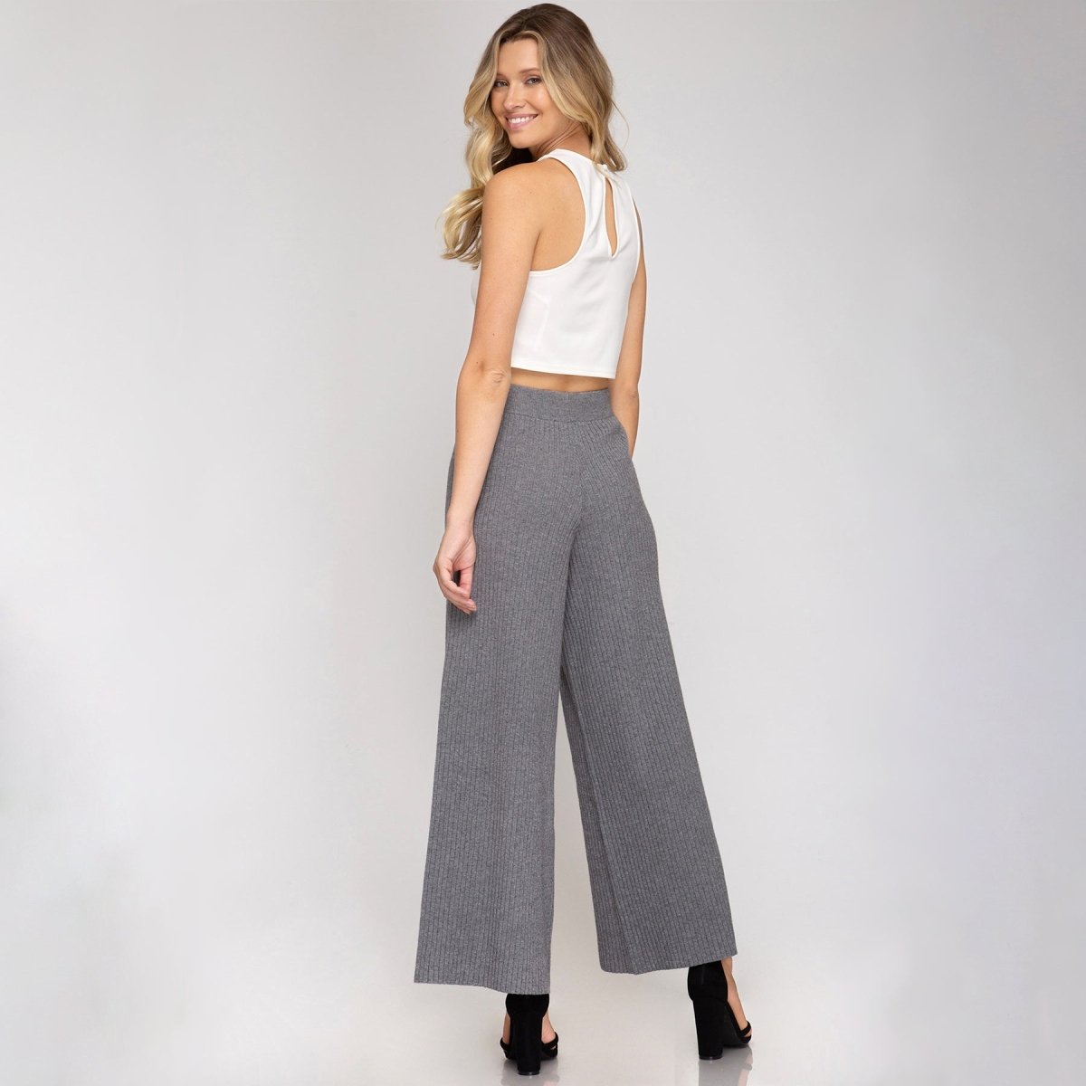She + Sky Long Rib Knit Sweater Pants - Kija Hair Salon