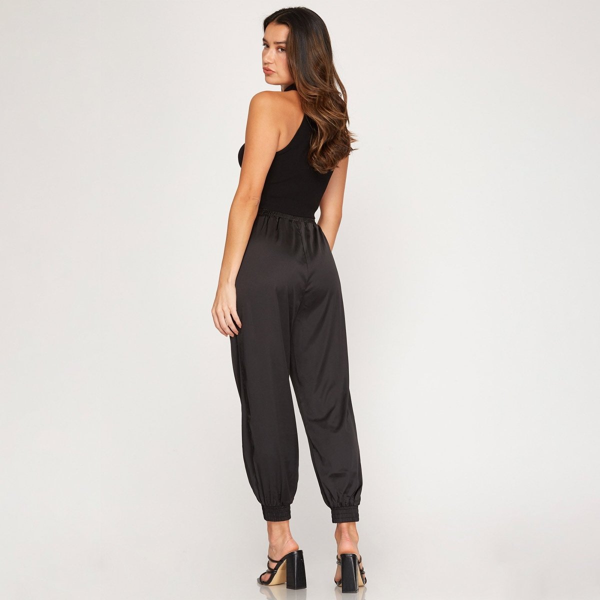 She + Sky Satin Jogger Pants with Pockets - Kija Hair Salon