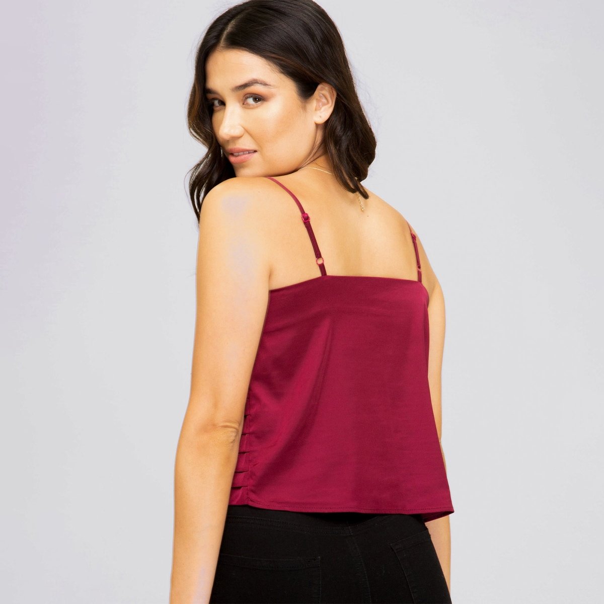 She + Sky Satin Pleated Cami - Kija Hair Salon