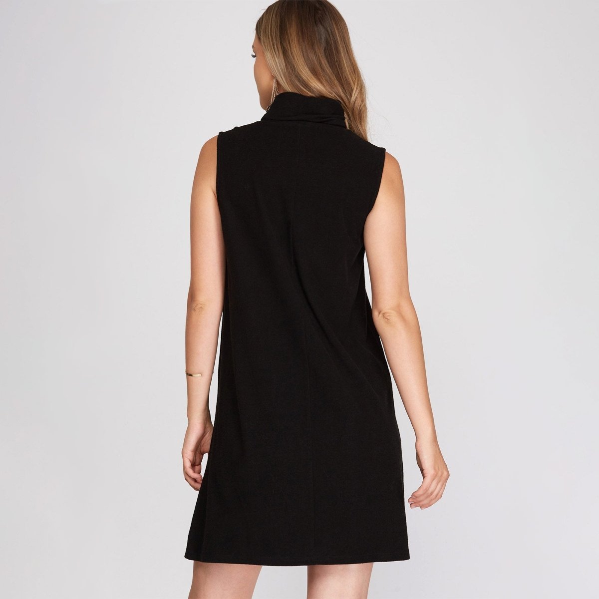 She + Sky Sleeveless Turtle Neck Brushed Rib Knit Dress - Kija Hair Salon