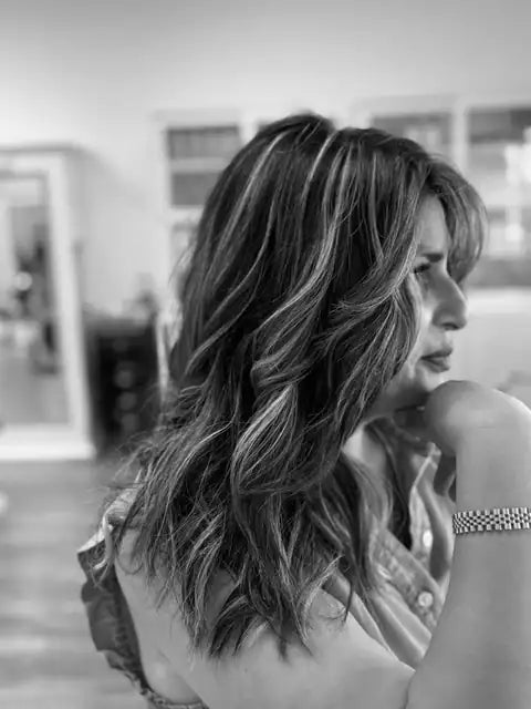 Dark balayage with highlights by Atosa at Kija Hair Salon