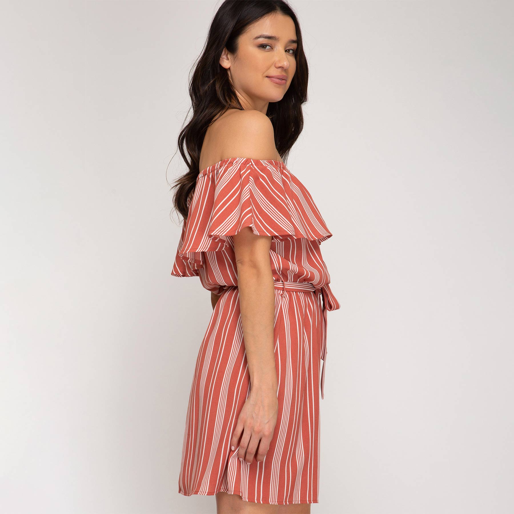 She + Sky Off the Shoulder Ruffle Dress