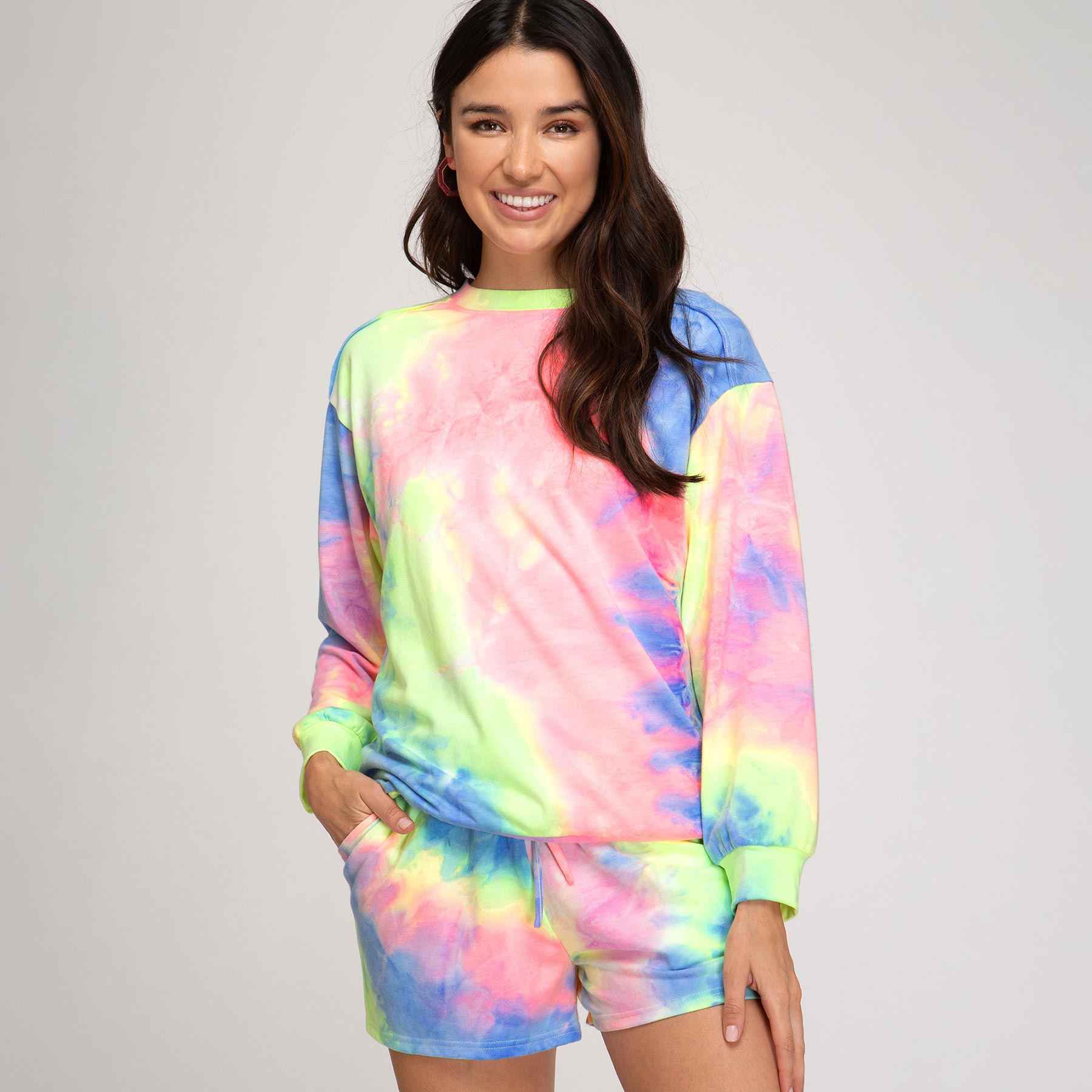She + Sky Long Sleeve Tie-Dyed Jumper