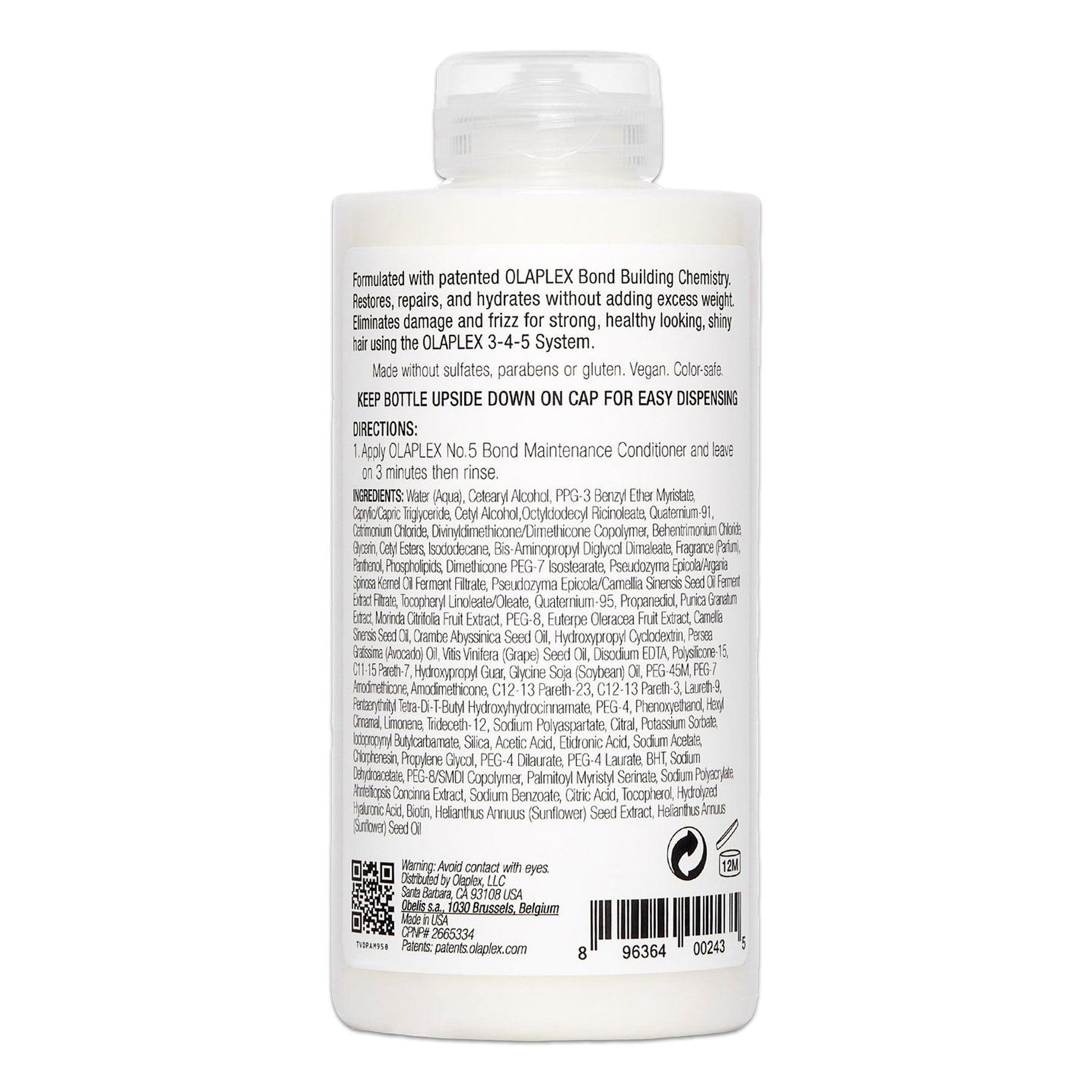 Back facing of Olaplex No. 5 Bond Maintenance Conditioner, 8.5 Fluid Ounces / 250 Milliliters.