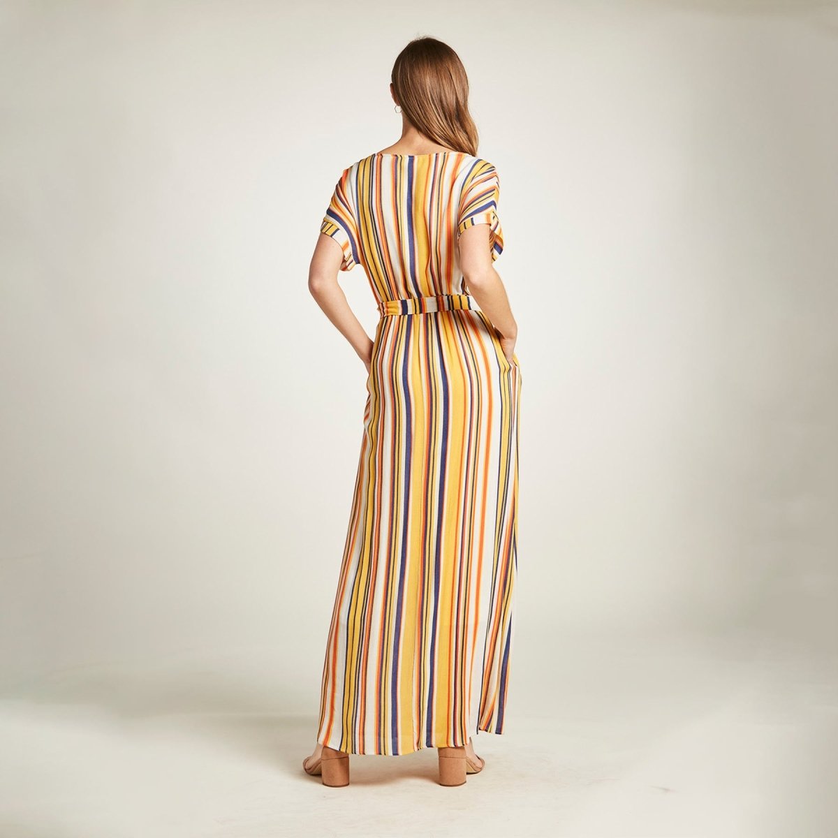 Orange Creek Round Neck Striped Maxi Dress Mustard / Large Orange Creek Round Neck Striped Maxi Dress Mustard / Large