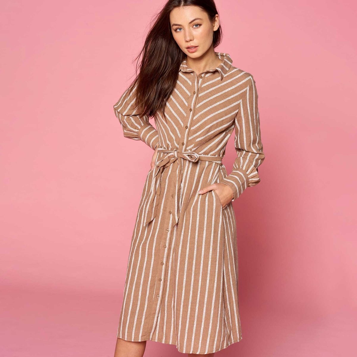Orange Creek Striped Collared Dress - Kija Hair Salon