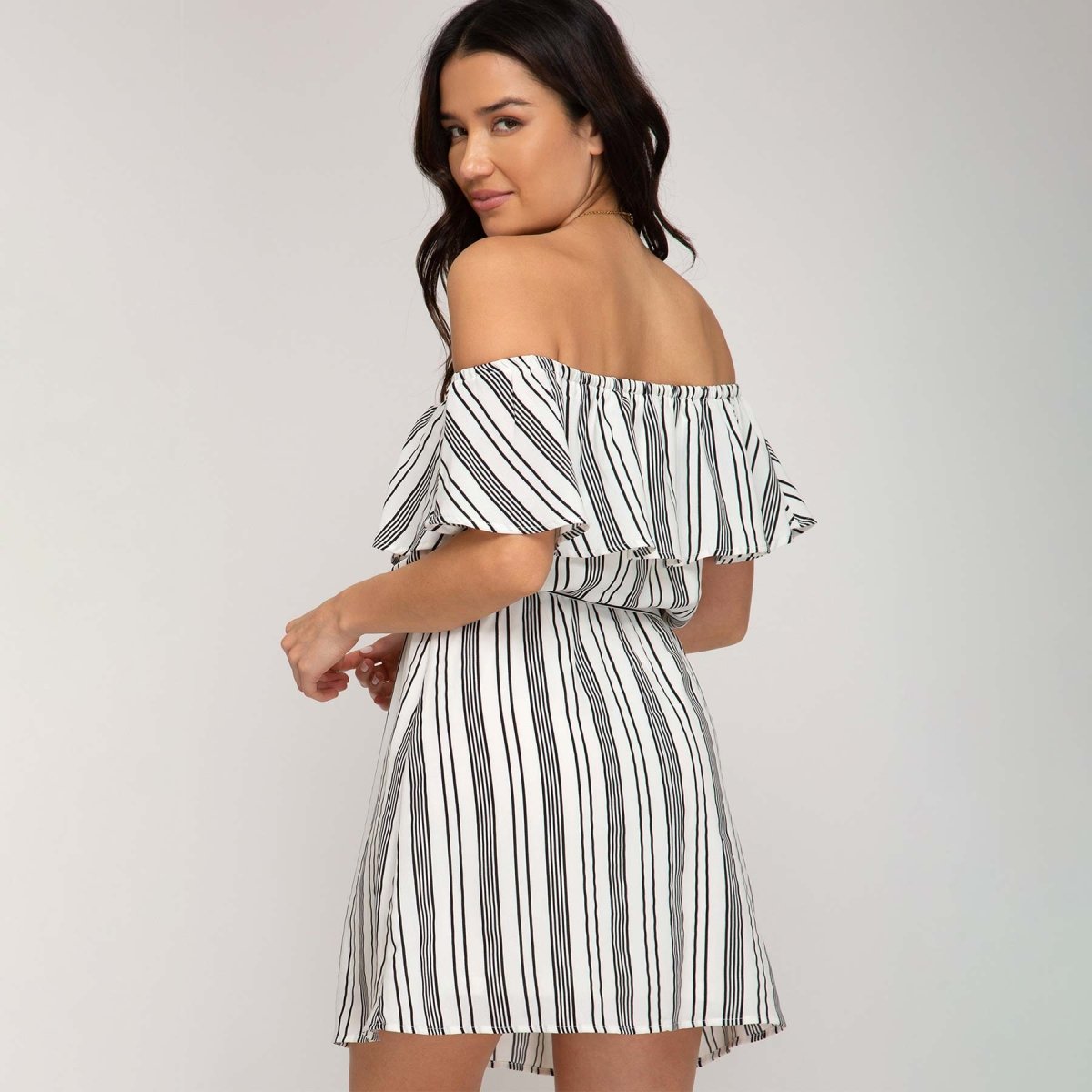 she and sky dress She + Sky Off the Shoulder Ruffle Dress