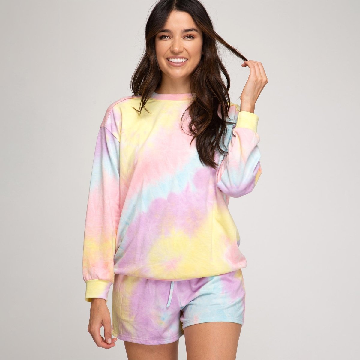 She + Sky Pastel Tie - Dyed Terry Shorts - Kija Hair Salon