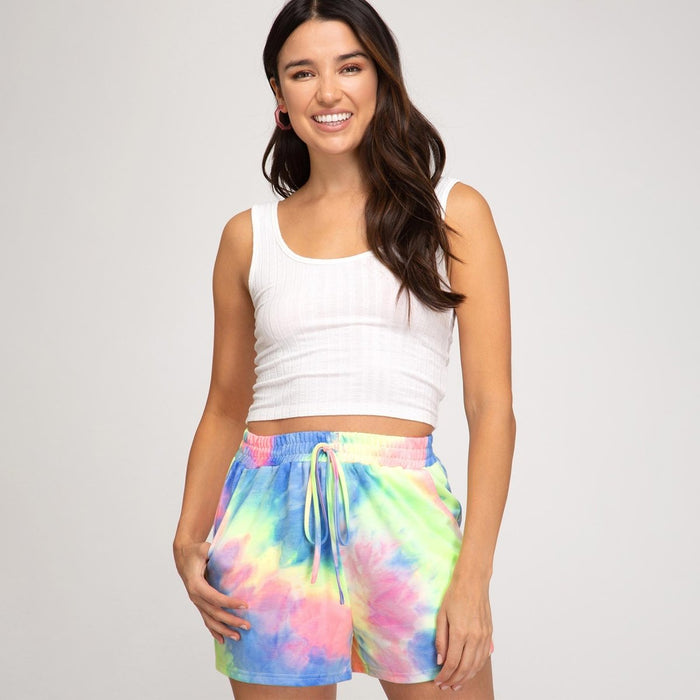She + Sky Pastel Tie-Dyed Terry Shorts - Kija Hair Salon
