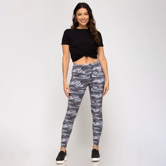 She + Sky Ribbed Camo Athleisure Leggings - Kija Hair Salon