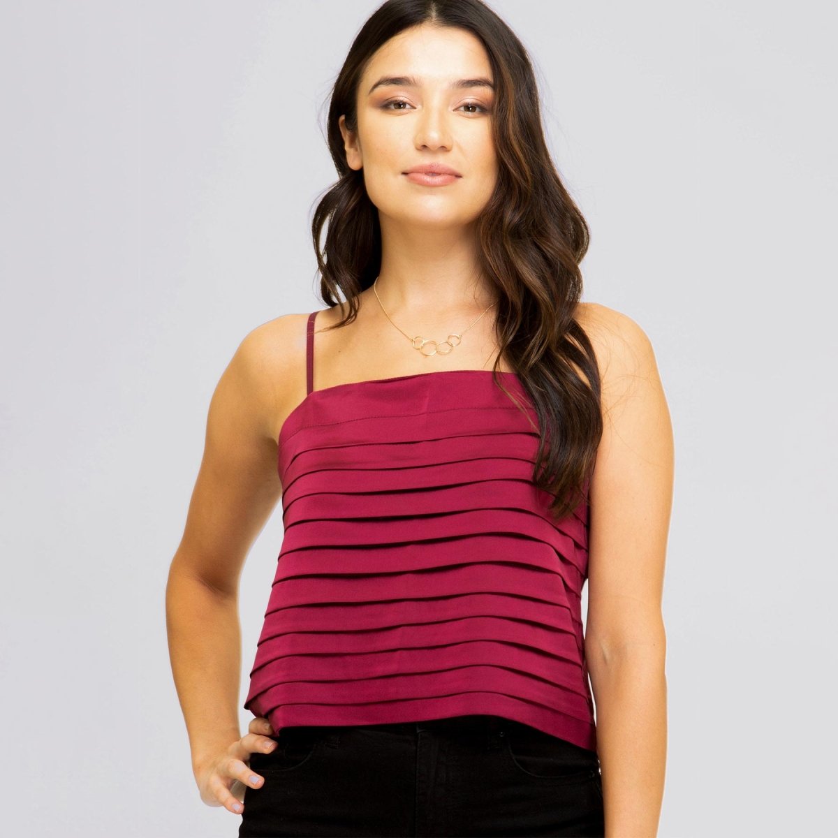 She + Sky Satin Pleated Cami - Kija Hair Salon