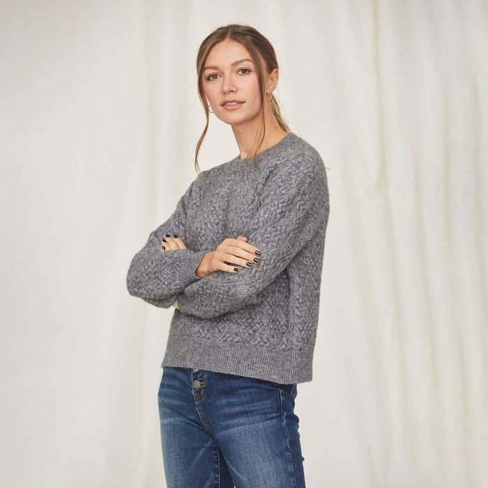 Tea N Rose Cross Braid Knitted Sweater - Kija Hair Salon